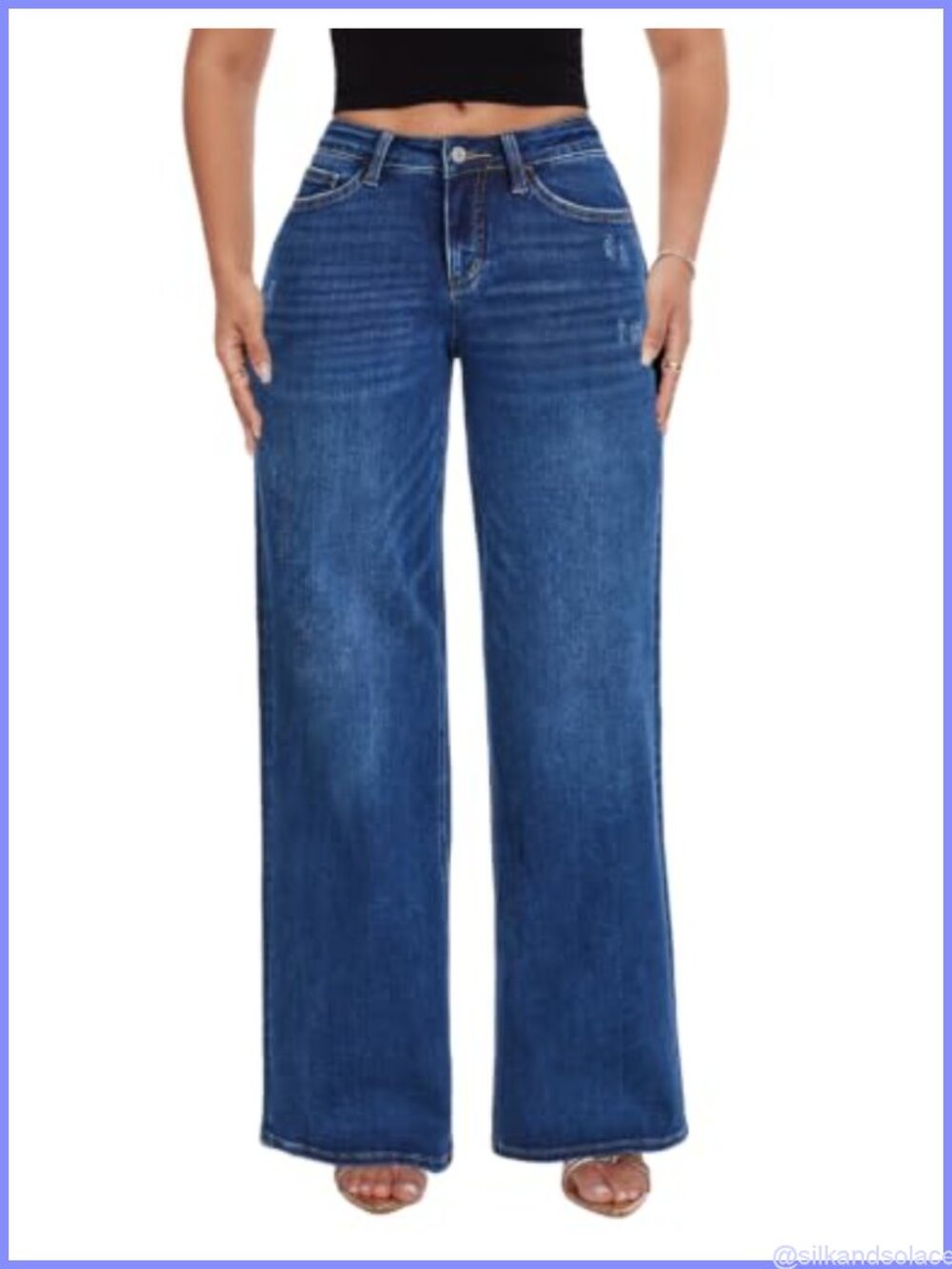 Wide Leg Jeans for Women Mid Low Rise Butt Lifting Stretchy Denim Pants